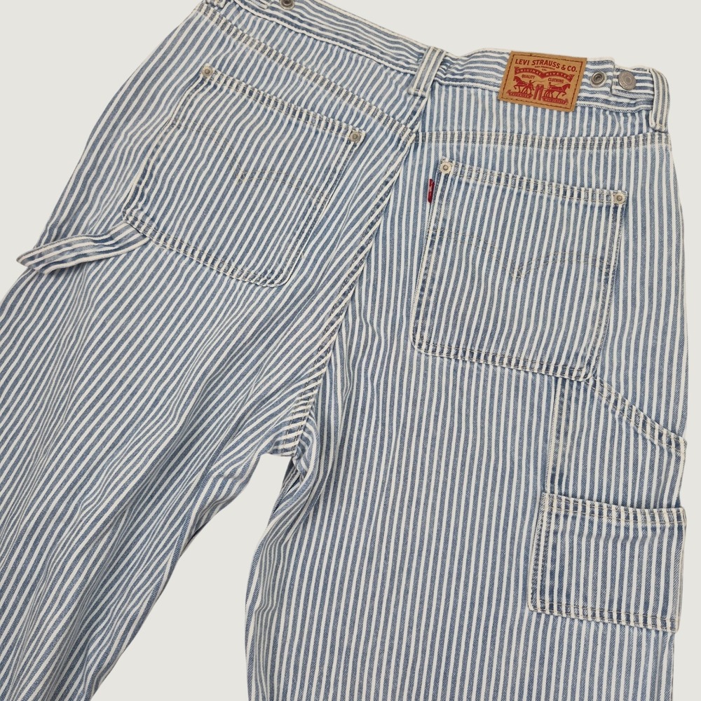 Levi's 31 (34) Cinch Baggy Hickory Stripe Carpenter Jeans Women's Plus Wide Leg